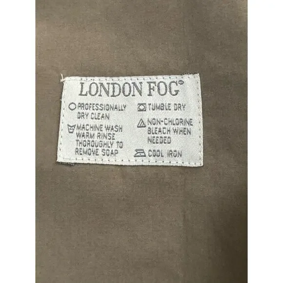 London Fog Double Breasted Trench Coat Men's Size 42 Short Belted Grayish-Tan - Picture 9 of 9